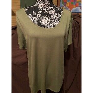 Elementz Size XL Women’s Olive Green Blouse 44” Bust 25” Length STRETCHY